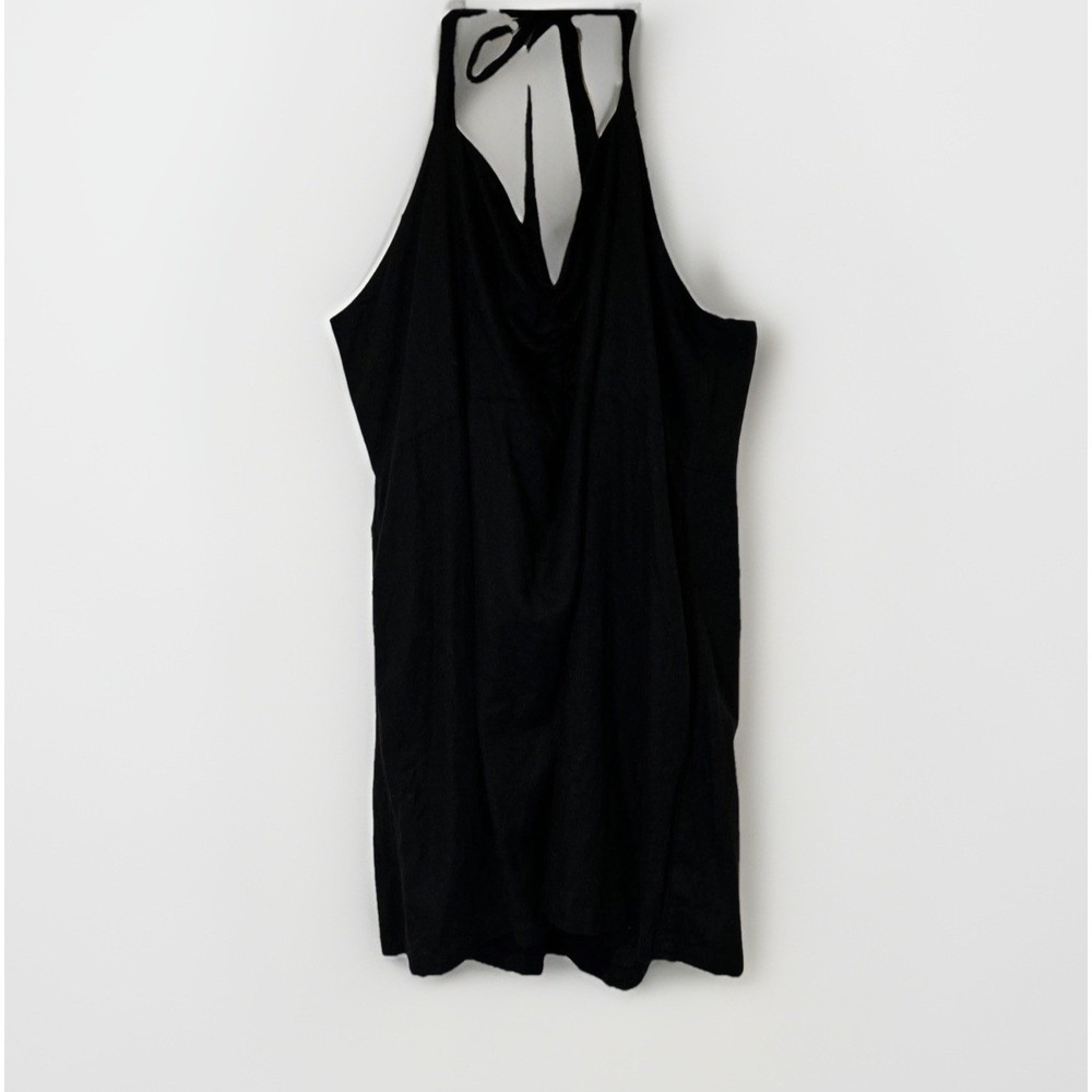 OLD NAVY Womens Cami Dress 3X Black Smocked Waist Halter‎ Linen Blend NWT